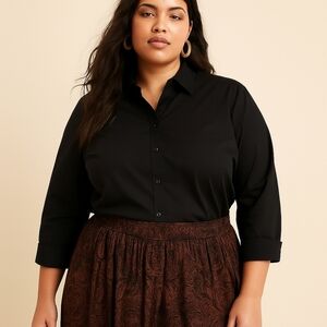Lane Bryant Black Velvet Collared Shirt – Size 28 (NWT)